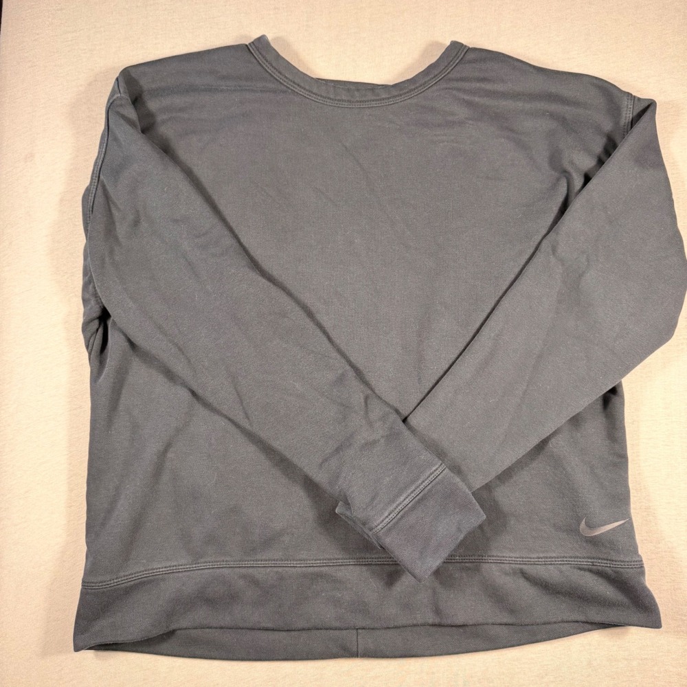 Nike Dri-FIT Womens Medium black Open Back Mesh Panel Sweatshirt Training Top